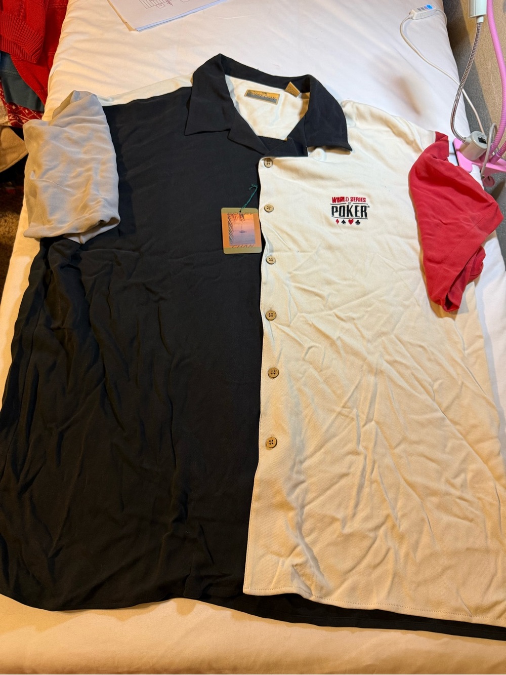 World Series of Poker Colorblock Button-Down Shirt - Black, White, Red